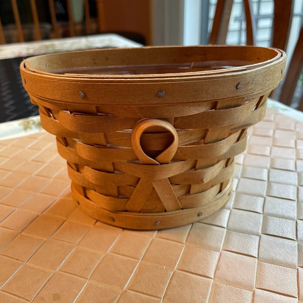 Longaberger Small Handmade Basket with Liner American Cancer Society 6" x 4"